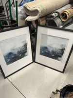 Two framed Blue Storm I prints leaning together showing full frames