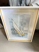 Full view of framed sailboat print