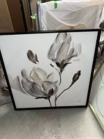 Front view of framed floral canvas art