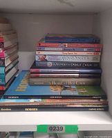 Front view of stacked horse books showing titles and spines