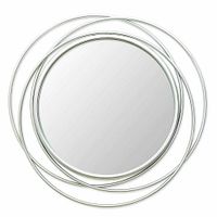 Front view of round mirror with concentric silver ring frame