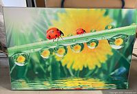 Front view of ladybug fabric wall art showing full image