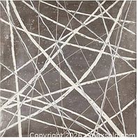 Full view of square abstract striped canvas art