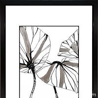Close view of print 3503 showing leaf line art, frame and mat