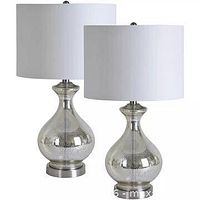 Pair of mercury glass lamps with shades