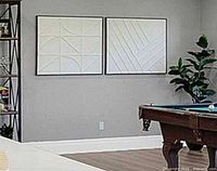 Both framed dimensional art pieces displayed side by side on wall