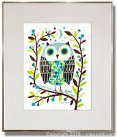 Front view of first framed owl canvas print