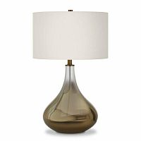 Front view of single smoky glass lamp with white shade