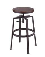 Single stool front view showing wood seat and metal frame