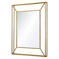 Front view of gold framed rectangular mirror