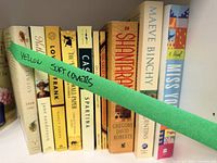 Shelf view of all ten yellow-spine paperbacks