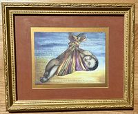 Full view of framed artwork showing frame, matting, and image