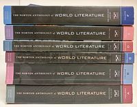 Stacked spines of all six Norton Anthology of World Literature Second Edition volumes A–F visible