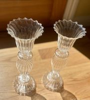 Top view showing scalloped fluted bobeches and ribbed texture