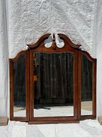 Full front view of tri-fold dresser mirror showing design and condition