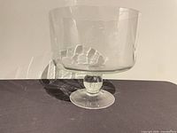 Overall view of clear glass footed pedestal bowl