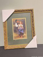 Front view showing full framed print with protective corner covers