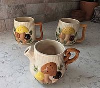 Front view of full three-piece set on countertop