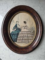Full view of framed fashion plate print