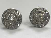 front view of both round rhinestone earrings