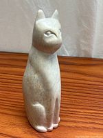 Full view of soapstone cat sculpture front/side
