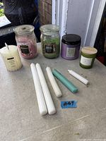 Group shot showing all candles in lot