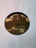 Close-up of record label on U2 LP
