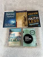 Group shot of five Christian books front covers visible