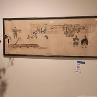 Full view of framed Japanese print on wall
