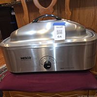 Full view of Nesco roaster oven with lid in place