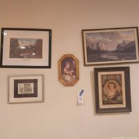 Wall view showing all five framed prints together