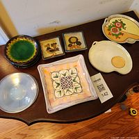 All plates and dishes arranged on table