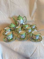 Full view of 17-piece porcelain tea set