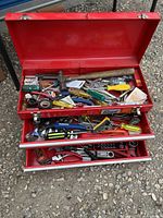 Toolbox open with drawers extended showing entire assortment