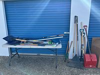 Full lot on table and leaning tools