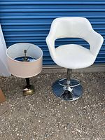 Stool and lamp together for scale and overview