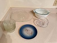 Overview of all glassware pieces on counter