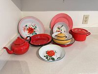 Group showing all enamelware items together