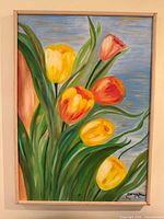 Full view of framed tulip painting