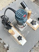 Router and acrylic jig with handles overview