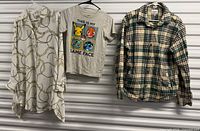All three garments hung side by side