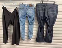 Front view of all three pairs hung side by side