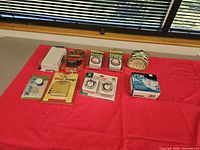 All items arranged on table showing packaging and contents