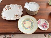 Overview of all plates and platters on table
