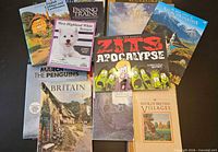 Group shot of nine books showing variety of subjects