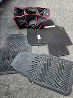 Full set: 2 carpet mats, 2 rubber mats, collapsible trunk organizer