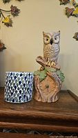 Owl clock and mosaic candle holder together