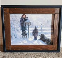 Full view of framed winter scene print