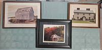 Three framed pictures displayed together