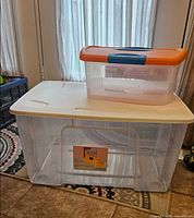 Both totes stacked to show relative sizes and transparency